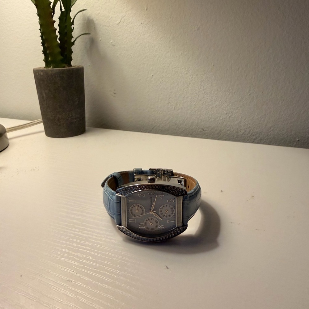 Turquoise Blue Leather Strap Watch